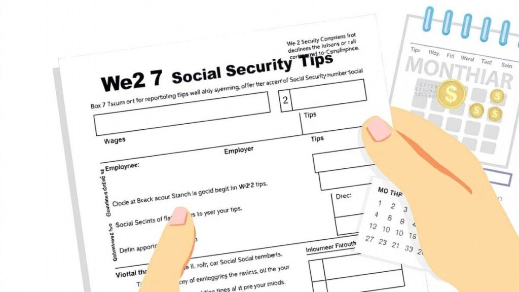 Diagram showing how Social Security tips are reported on a W-2 form